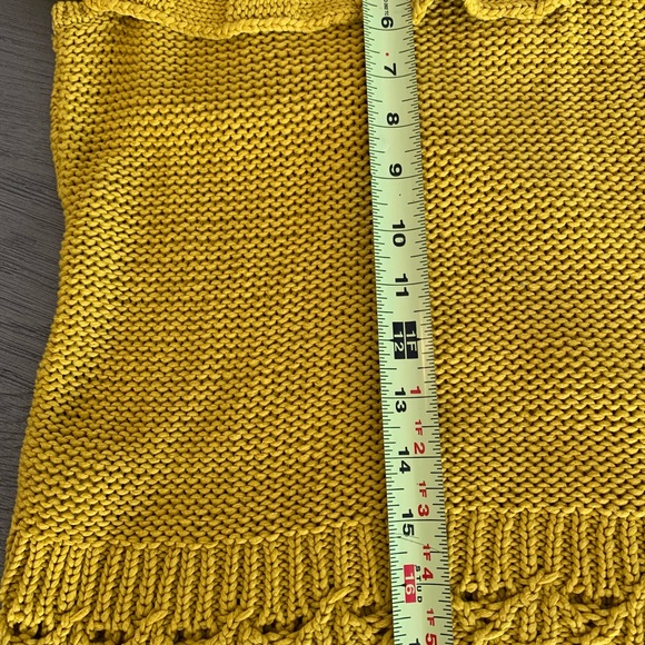 Anthropologie Sweater Size M P Marigold Yellow Cotton Off Shoulder Wide Neck - Picture 7 of 15